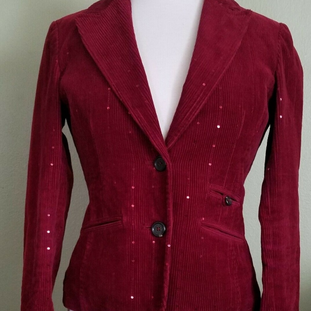 Burgundy Corduroy Sequin Blazer